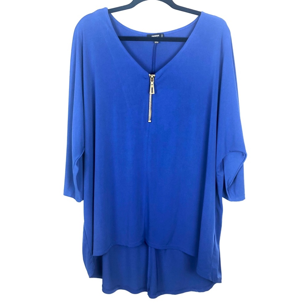 {premise studio} quarter-zip blue blouse sz:3X
